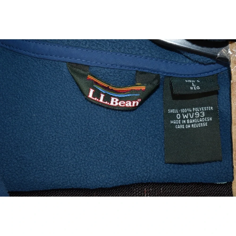 LL Bean 3 In 1 Men's Jacket Size LFull  Zip Blue Lined Fleece Heavyweight -Flaws